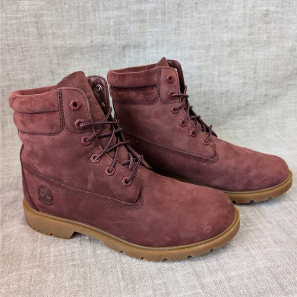 Timberland Linden Woods Burgundy Red Suede Leather Waterproof Boot Womens 9 - Picture 4 of 11